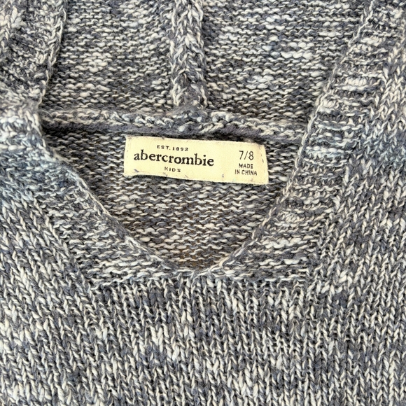 Abercrombie Kids Blue Marled Fringe Hooded Sweater Size 7/8 Boho Festival - Picture 3 of 7